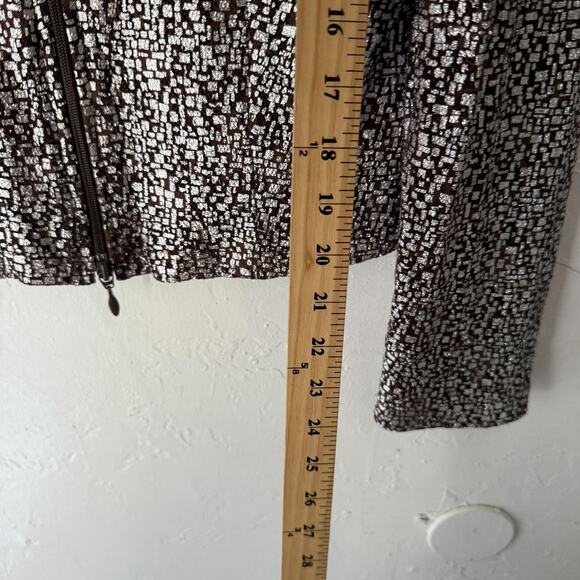 Joseph Ribkoff Jacket Vintage 6 Silver Metallic Cropped Full Zip Evening Dressy - Picture 5 of 8